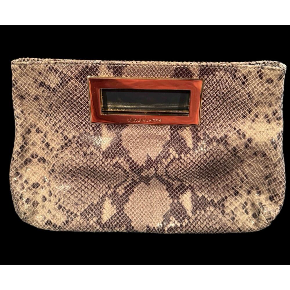Michael Kors Beige Python Berkeley clutch - image 1